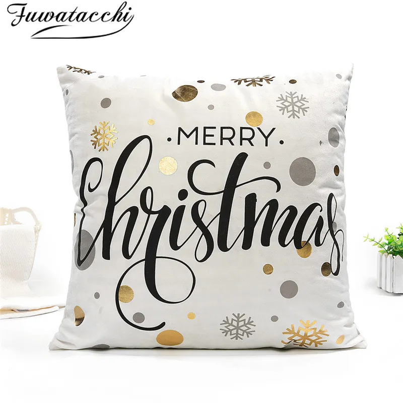 Чехол на рождественскую подушку Fuwatacchi из черной золотой фольги Наволочка с