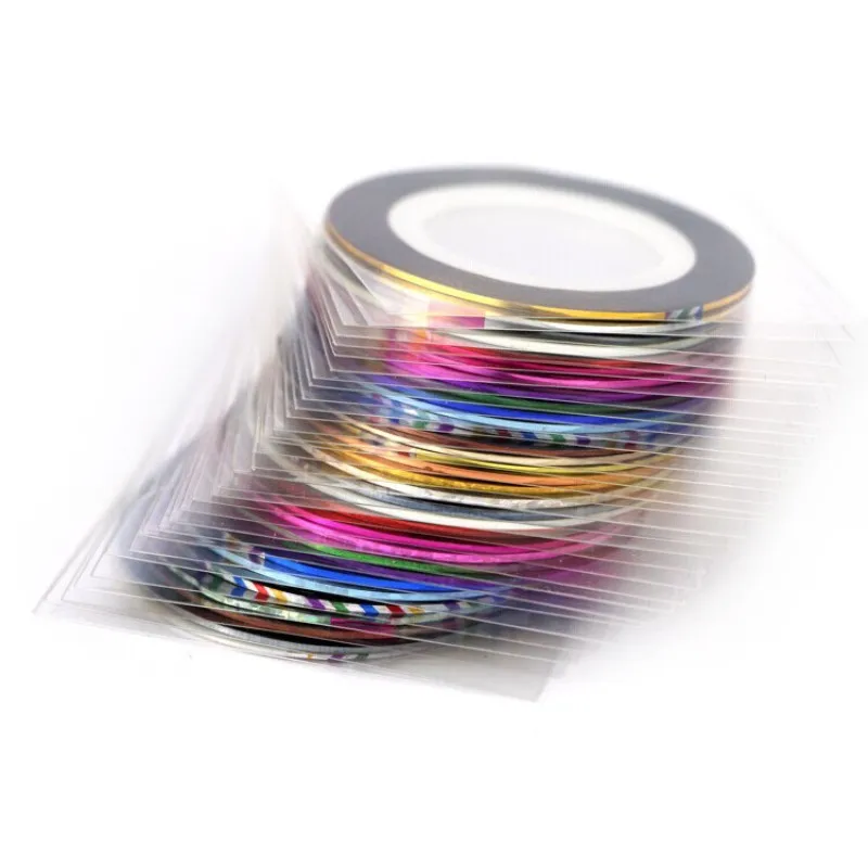 Модные женские 10 шт./лот разноцветные рулоны для ногтей полосатая лента сделай