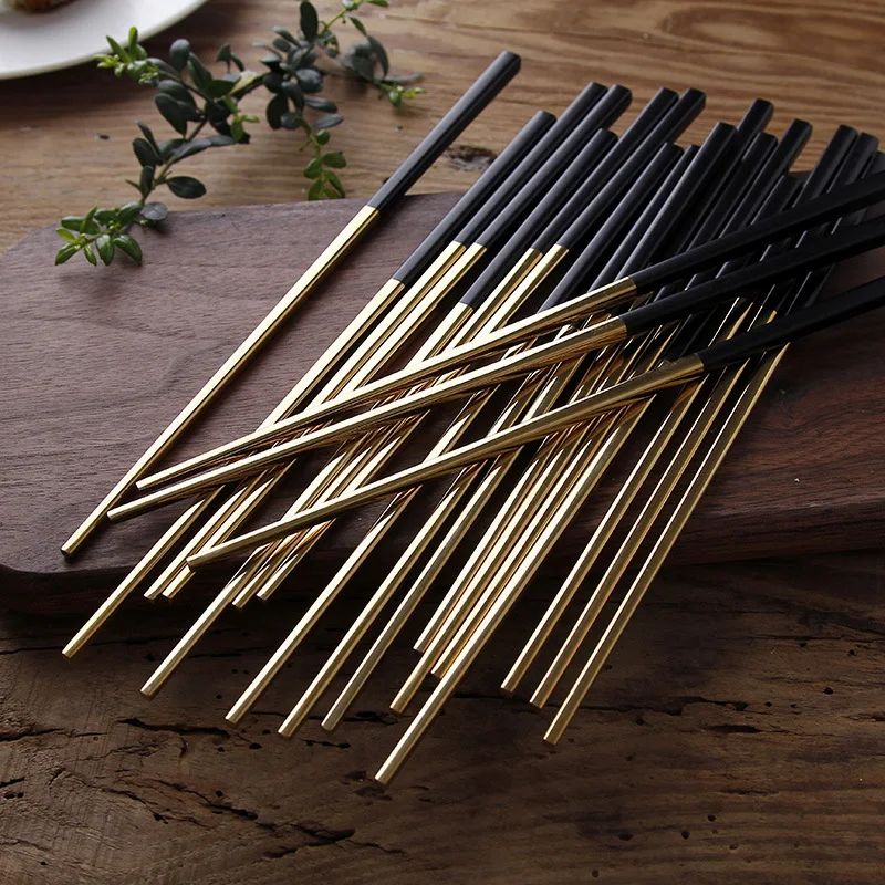 Набор металлических палочек для еды из нержавеющей стали 4 пары|square chopsticks|stainless