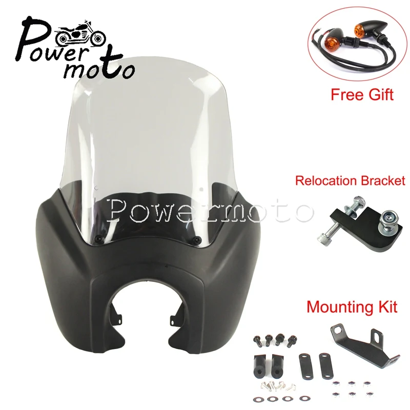 matte black clear Прозрачный/Дым мотоцикл 1" ветровой щиток передний обтекатель для Harley Dyna Fat Bob Wide Glide FXR FXD 1987 - Цвет: matte black clear