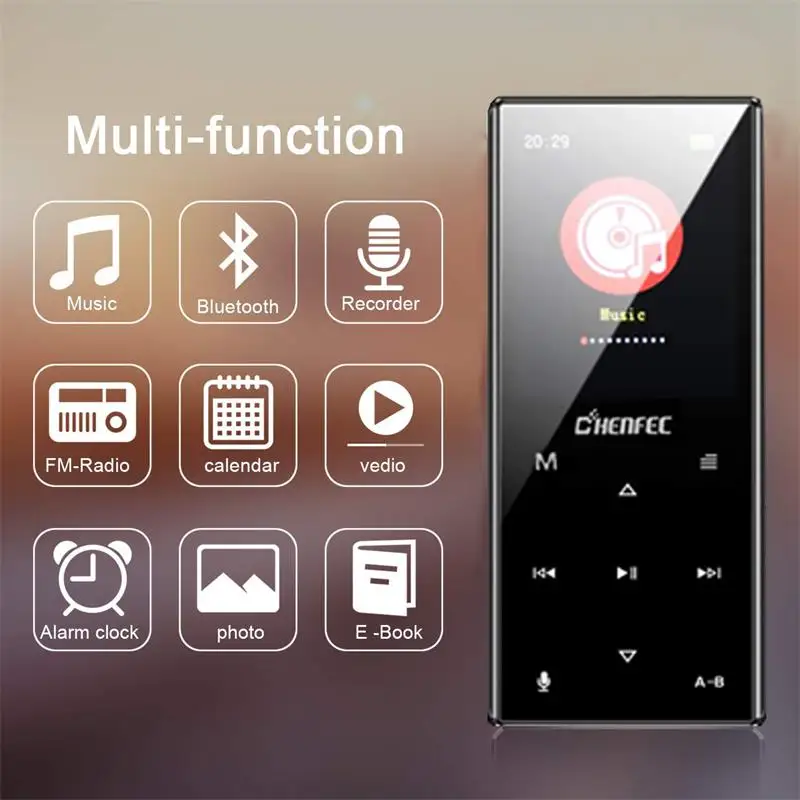 MP3-плеер Bluetooth 4,2, металлическая сенсорная кнопка, музыкальный плеер, 8 ГБ/16 ГБ/32 ГБ/40 ГБ, встроенный динамик с FM, расширяемая карта TF 128 ГБ