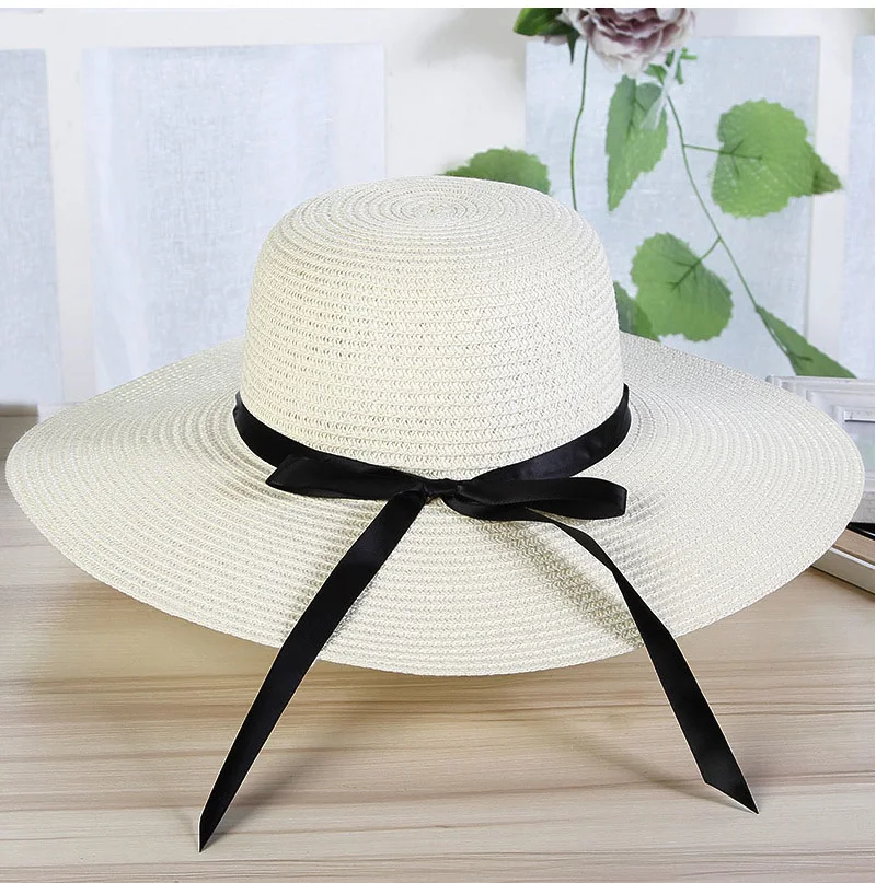 Женская летняя соломенная шляпа с большими широкими полями, складная шляпа для отдыха, Панама, пляжная шляпа от солнца с защитой от УФ-излучения, пляжные солнцезащитные шляпы для женщин