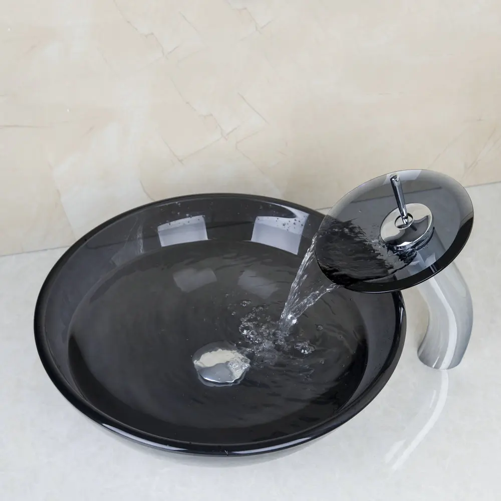 Monite Black Круглый комплект для умывальника Комплект из закаленного стекла