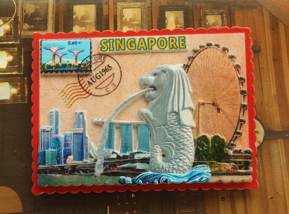 Сингапур Merlion Park туристический сувенир для путешествий 3D декоративный магнит