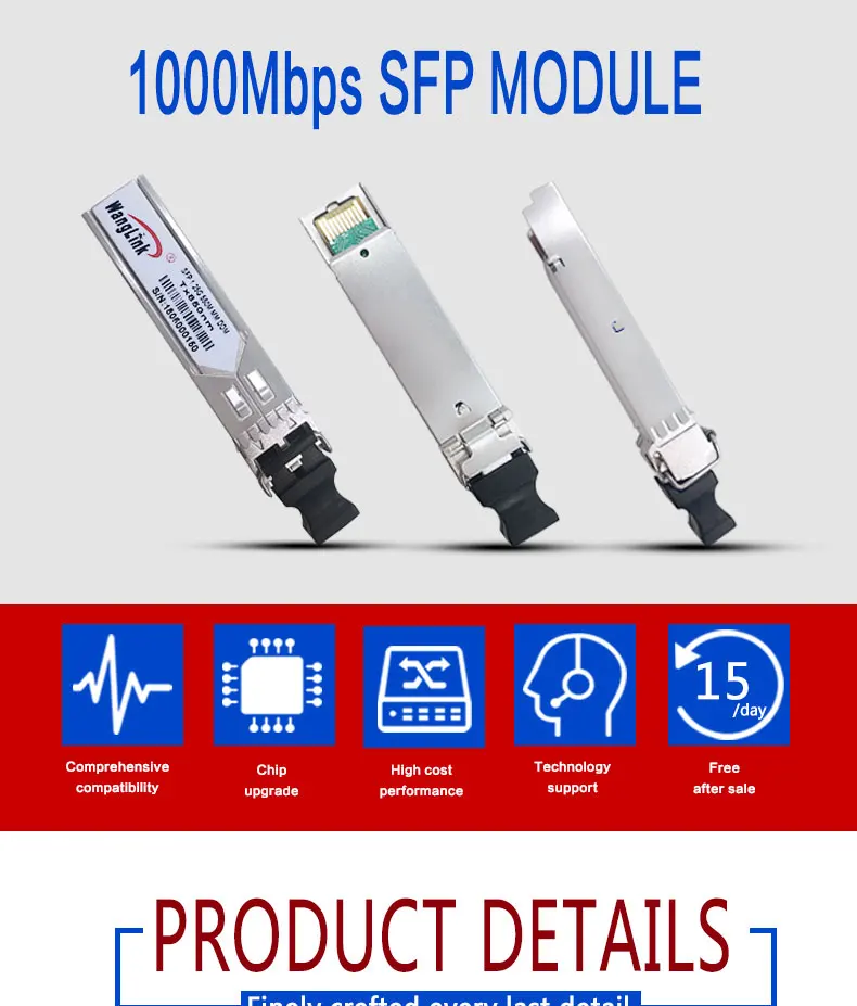 Wanglink 1,25 г SFP модуль мм 850nm 550 м Совместимость с ethernet коммутатор gigabit SFP модуль