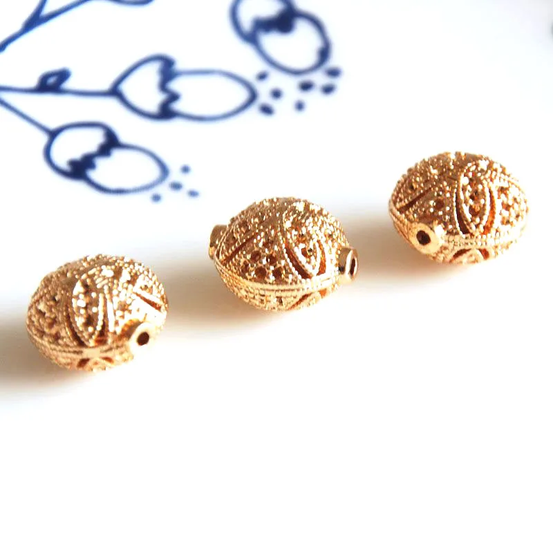 Оптовая продажа 2 шт./лот позолоченные бусины с платиновым покрытием золотистые