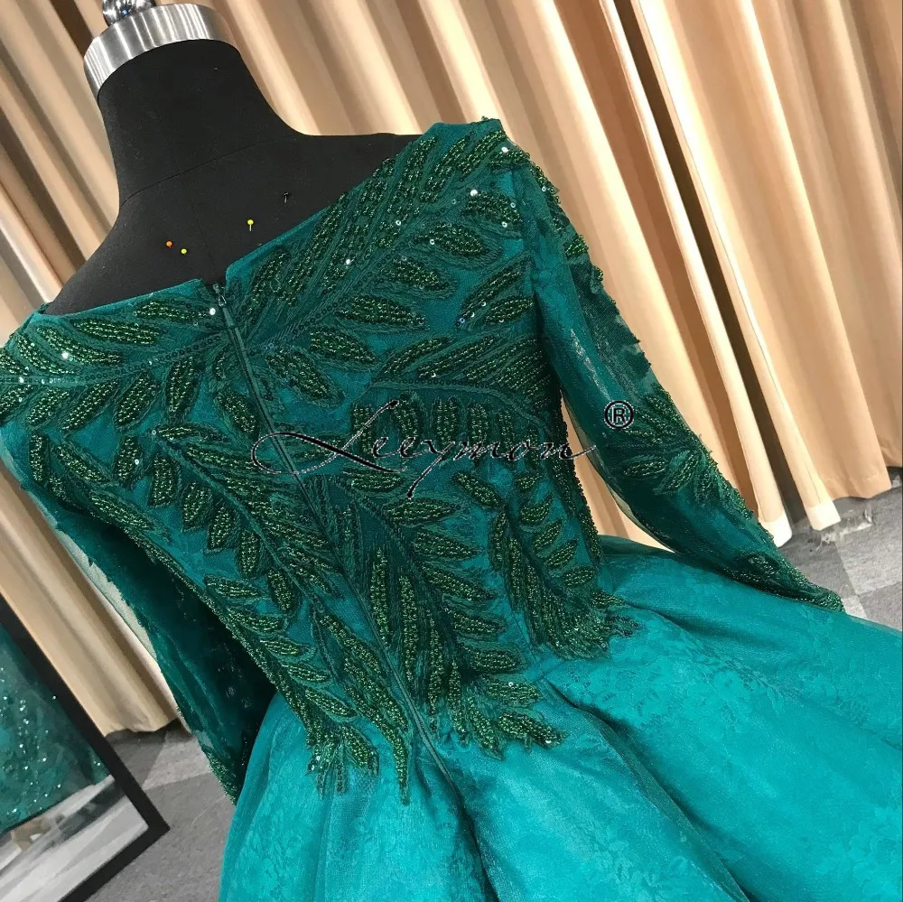 Leeymon 2019 на заказ бальное платье свадебное с длинными рукавами кружева и бисер