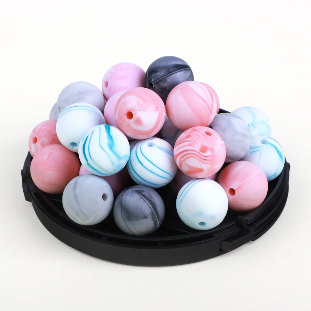 500pc Round Silicone Beads 9mm 12mm 15mm 19mm Baby Teething Necklace DIY Baby Pendant Necklace Food Grade Baby Teether
