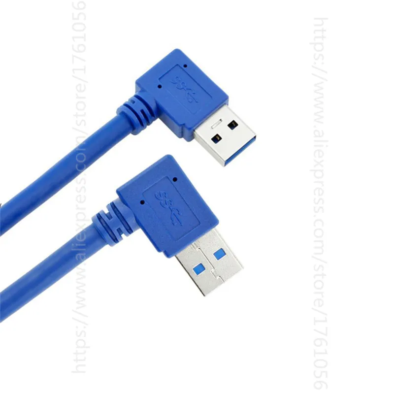 Удлинительный кабель 30 см USB 3 0 тип A штекер-штекер 90 градусов правый угол двойной