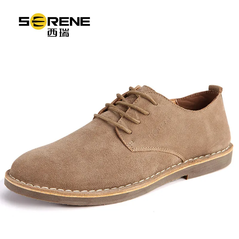 SERENE Brand 6308 Autumn Fashion High Quality Cow Suede Men's Shoes British Popular Low Top Lace Up Business Casual Desert | Обувь