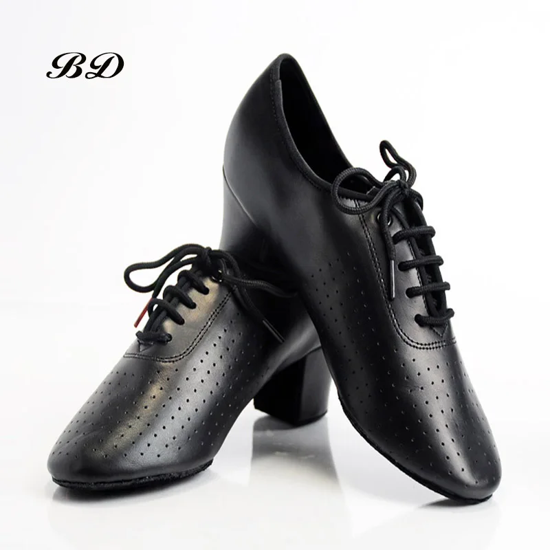 Genuine Leather Latin Dance Shoes Sneakers WOMEN SHOES Jazz Modern Shoe Non-slip Soft Sole Vamp Heel 5cm Slip-UP BD T1 Ballroom