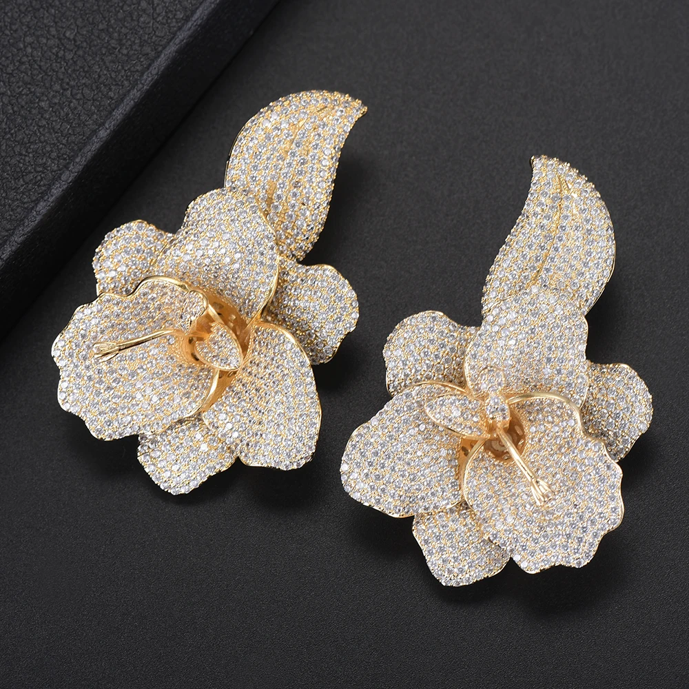missvikki New Original Design Luxury Micro-wax Inlay Natural Zirconia Dangle Flowers Earrings Women Wedding Earring Jewelry | Украшения и
