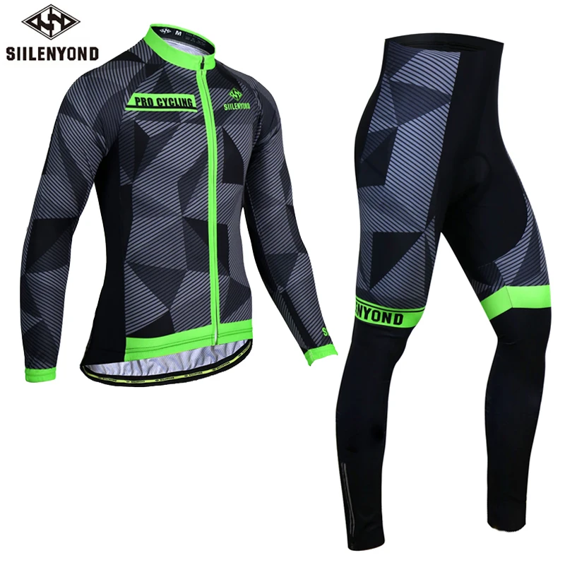 Cycling Set Siilenyond Pro ударопрочный Комплект Джерси для велоспорта MTB велосипедная одежда с длинным рукавом горная одежда для езды на велосипеде костюм - Цвет: Cycling Set