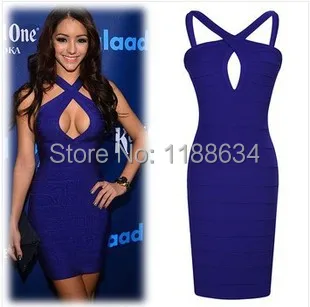 Hollow out bandage dress2014New Sexy woman Party&ampClub over neckline Backless mini blue dresses women slim clubwear XS-XL z192 | Женская
