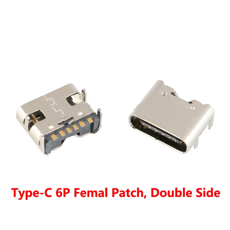 SMD USB 3.1 Socket Type C Female 6P Simple 4 pin High ток Fast|Винты| |