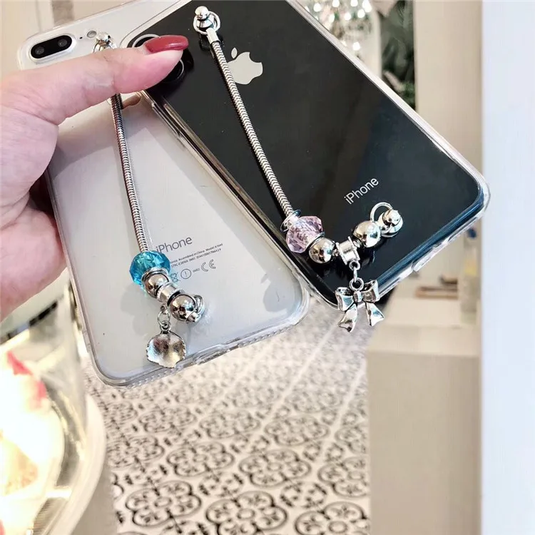 Для iPhone 5S SE 6 6S 7 8 Plus чехол Блестящий Алмазный драгоценный камень браслет цепочка