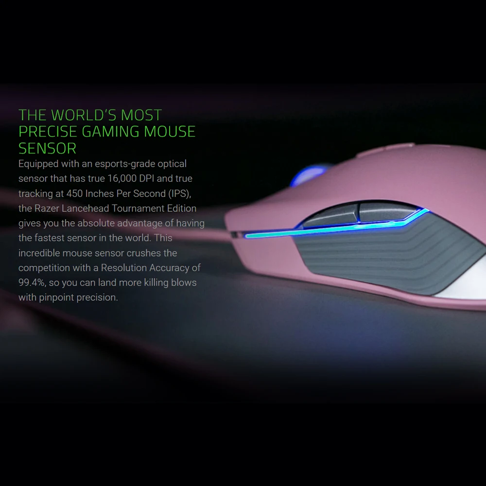 razer Lancehead турнирный выпуск Проводная игровая мышь 16000 точек на дюйм 5 г Оптический сенсор левый и правый обе руки игровой мышь