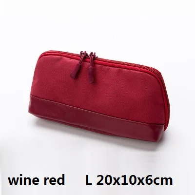 wine red L Большая сумка для карандашей, новинка, тканевый чехол из искусственной кожи для карандашей, косметичка, большая сумочка для ручек, длительная канцелярская ручка, подарочная сумка - Цвет: wine red L