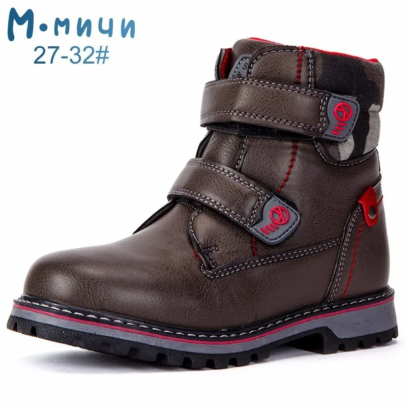 ML9850C-3 MMnun зимняя обувь детские ботинки martin шерстяные плюшевые сапоги до лодыжки дети снегоступы для мальчиков в возрасте 4-8 Размеры 27-32 ML9850 - Цвет: ML9850C-3