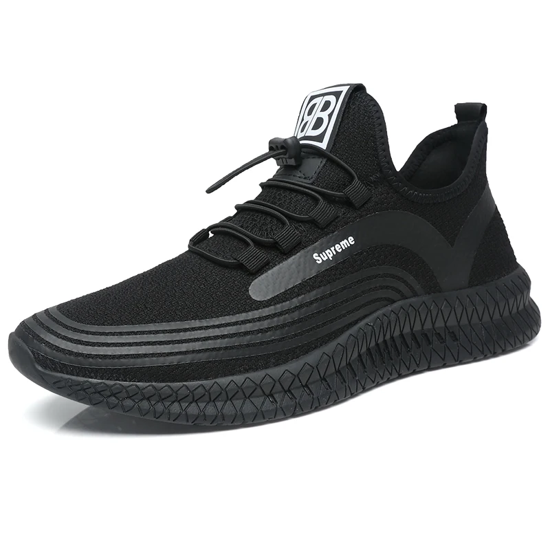 Men's shoes summer 2019 new fashion sports running breathable fly weave all-purpose mesh black | Обувь