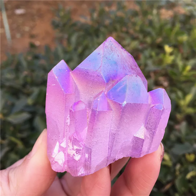 Натуральный аура кварцевый кристалл кластер Ангел Аура Druzy Geode образцы минералов
