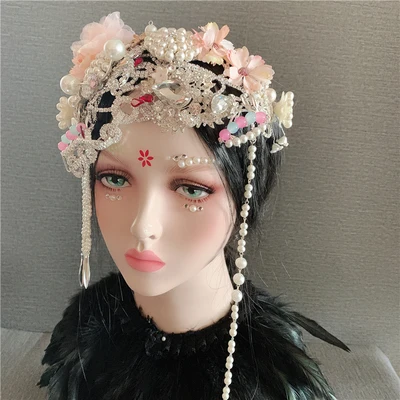 D2 bang beading 7 видов конструкций Bobbles queen тиара с кистями преувеличивать Личности шоу на сцене модель Тиара для волос тематическая фотография Пекинская оперная шляпа - Цвет: D2 bang beading