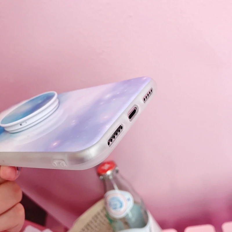 Градиент красочный мягкий чехол TPU Gasbag стенд держатель для iPhone X 8 7 6 S плюс