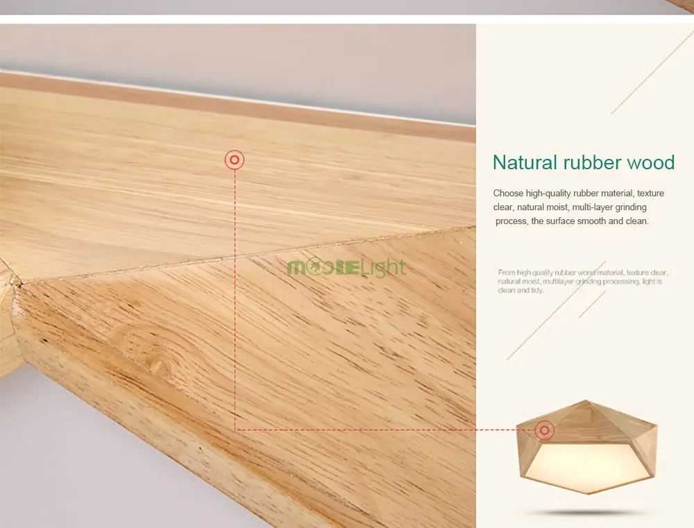 Mooielight Creative Wood Geometric LED Ceiling Lamps modern living room bedroom aisle ceiling light, Indoor Lighting Fixture
