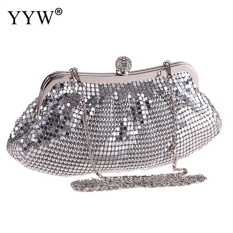 Женская вечерняя сумка роскошная Серебристая Свадебная стразы со стразами клатч