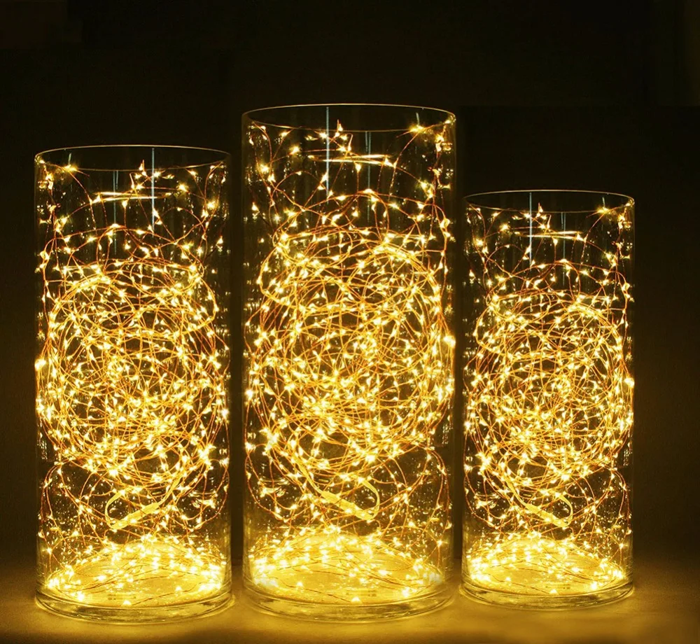 Светодиодные Звездные гирлянды на батарейках медный провод Феи микро светодиоды