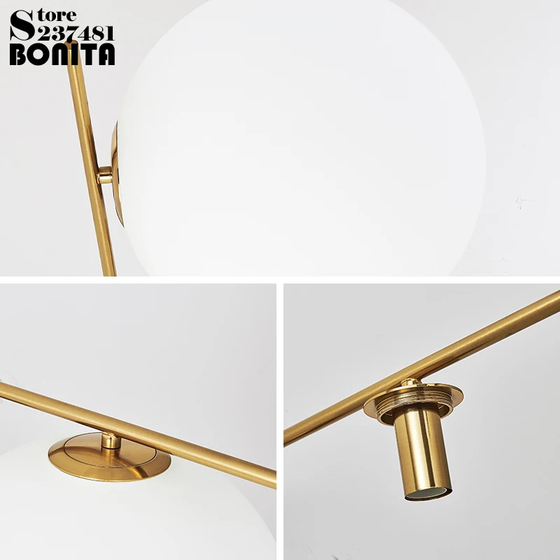Modern minimalist Nordic glass round sconces wall lamps Iron led Milky white glass ball golden wall lights copper