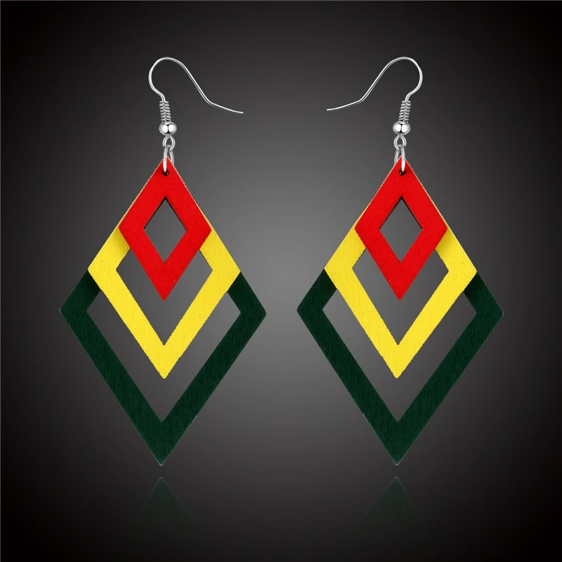 Женские серьги в стиле бохо 1 пара индийские длинные полый ромб ювелирные изделия