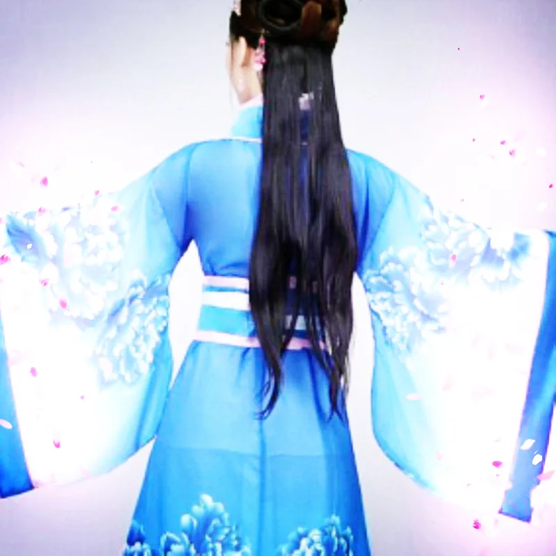 DJGRSTER национальный костюм ханьфу древнекитайский белого и синего цвета в