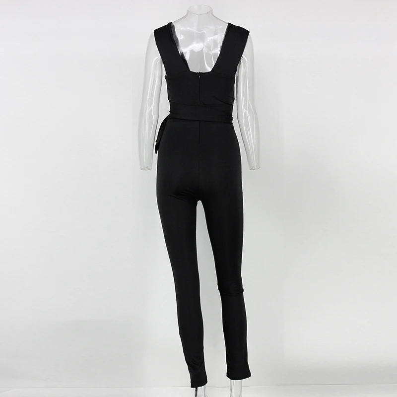 Новинка тенденция офис леди Габаритные Комбинезоны Женщины Bodycon глубоким v-образным вырезом спинки Slim Fit сексуальный повязку Комбинезоны для малышек Для женщин S комбинезон