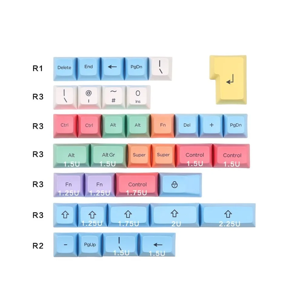 SA Мел клавишные колпачки PBT Материал краситель подложенный 158 ключи для cherry mx