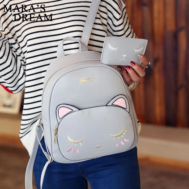 Женский рюкзак с рисунком кота Mara's Dream школьный из искусственной кожи для