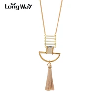longway brand new bohemian statement gold tassel pendant necklaces for women stone steampunk necklaces beads jewelry sne160269