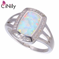 cinily created white fire opal cubic zirconia silver plated wholesale for women jewelry engagement wedding ring size 7 8 oj9301