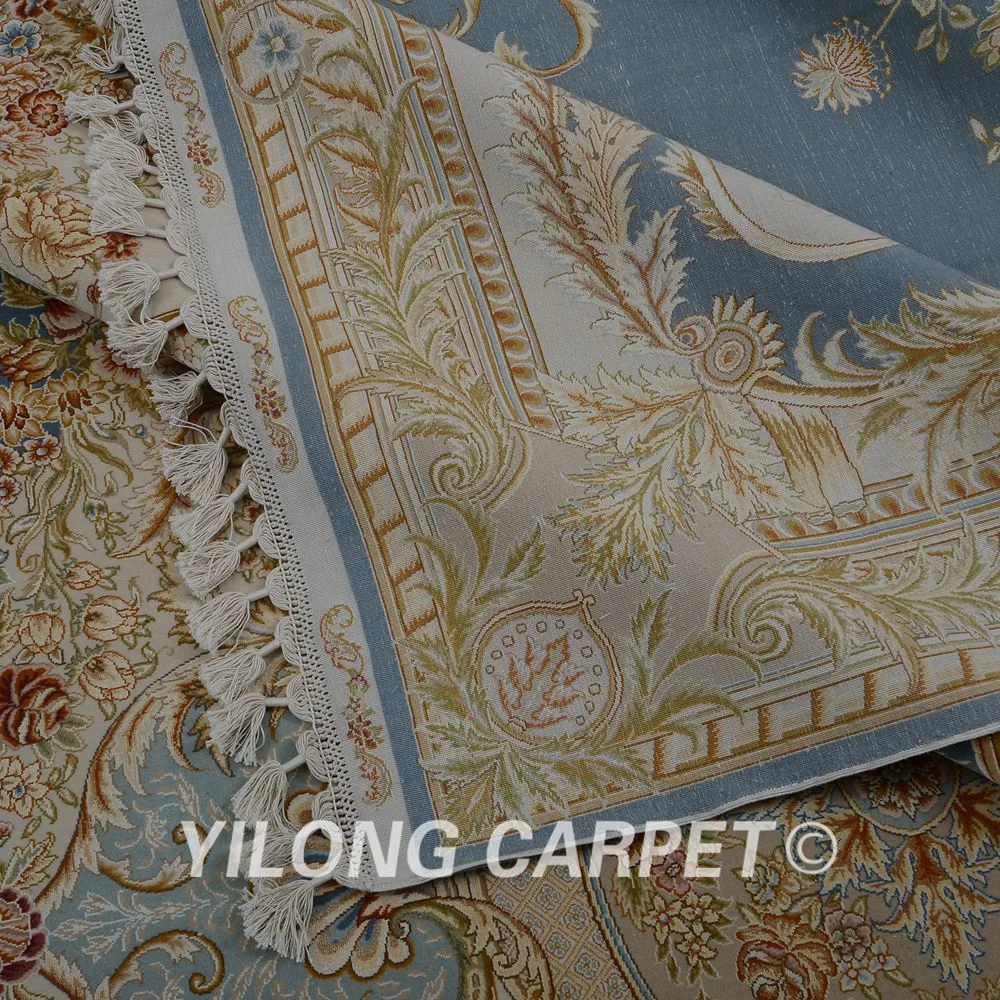 Yilong 8 3 'x 11 5' топ турецкий ковёр из шелка и шерсти ручной работы Синий