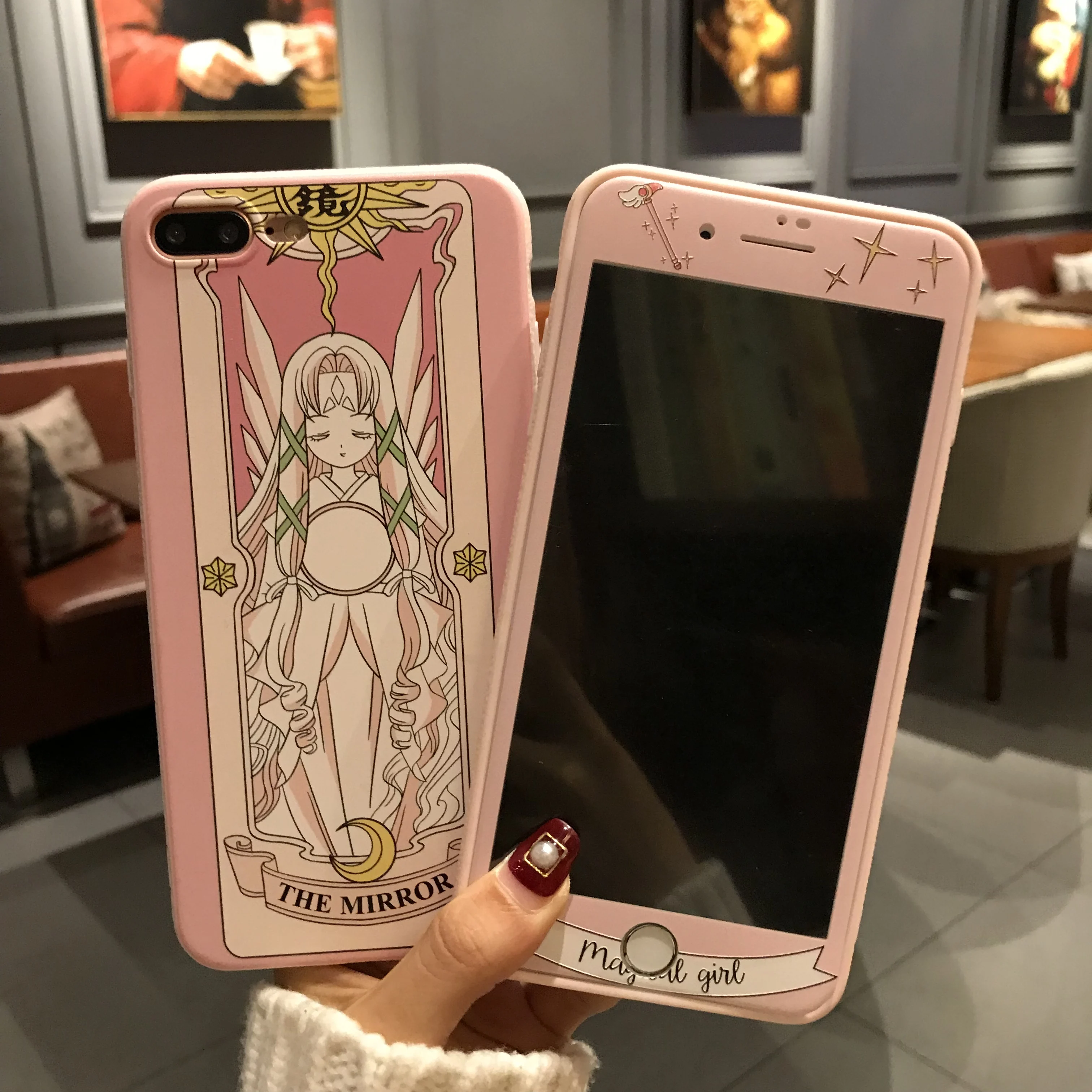 Чехол для iPhone 8 8plus + закаленная стеклянная пленка японский супер милый Captor SAKURA