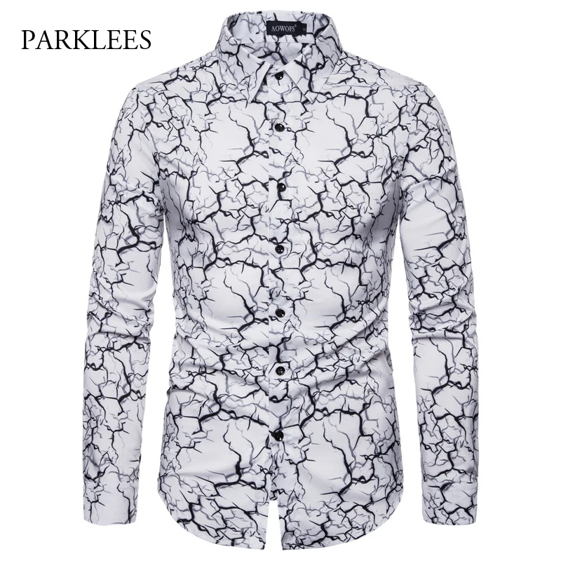 Белая мужская рубашка с принтом молнии фирменная Новинка мужские рубашки