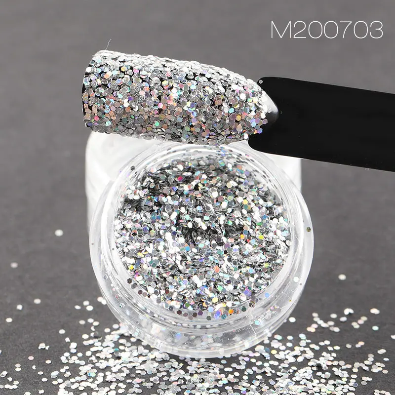 1PCS M200703 Розалинд аксессуары для ногтей гель голографический лак Chrome пигмент световой пудра с пайетками блеск маникюра блесток комплект - Цвет: 1PCS M200703