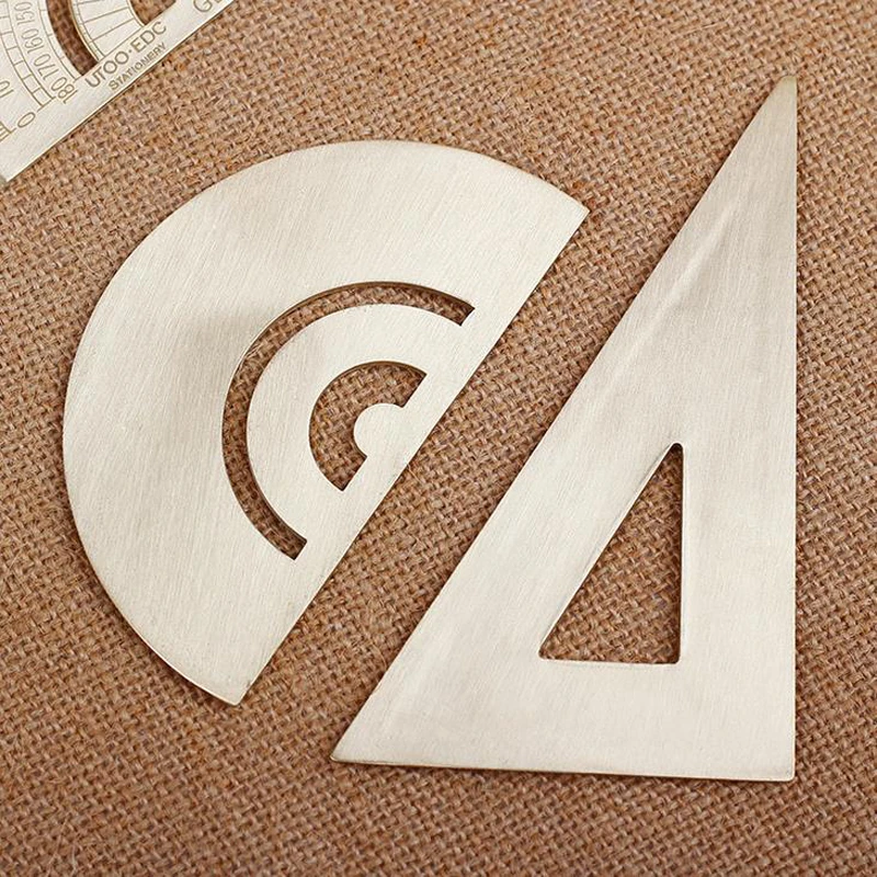 1 Набор винтажная латунная Удобная треугольная Линейка + графометр линейка