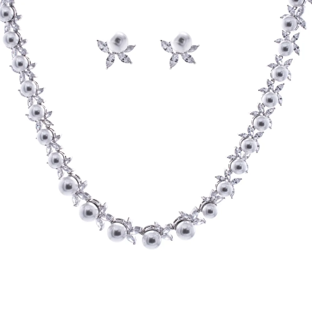 Новинка 2017 Полный AAA кубический цирконий свадебное ожерелье для невесты серьги