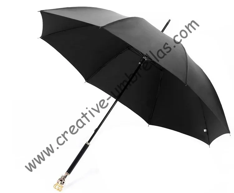 straight  golf umbrellas 10mm fiberglass shaft and 4.0mm fiberglass ribs,hand open,windproof,skeleton head,skull handle