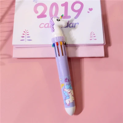 Мультфильм новая мечта Единорог 10 Colorfuls Коренастый Подарочная шариковая ручка ручки канцелярские вечерние пользу поставок день рождения Дети Подарки другу - Цвет: 1pcs