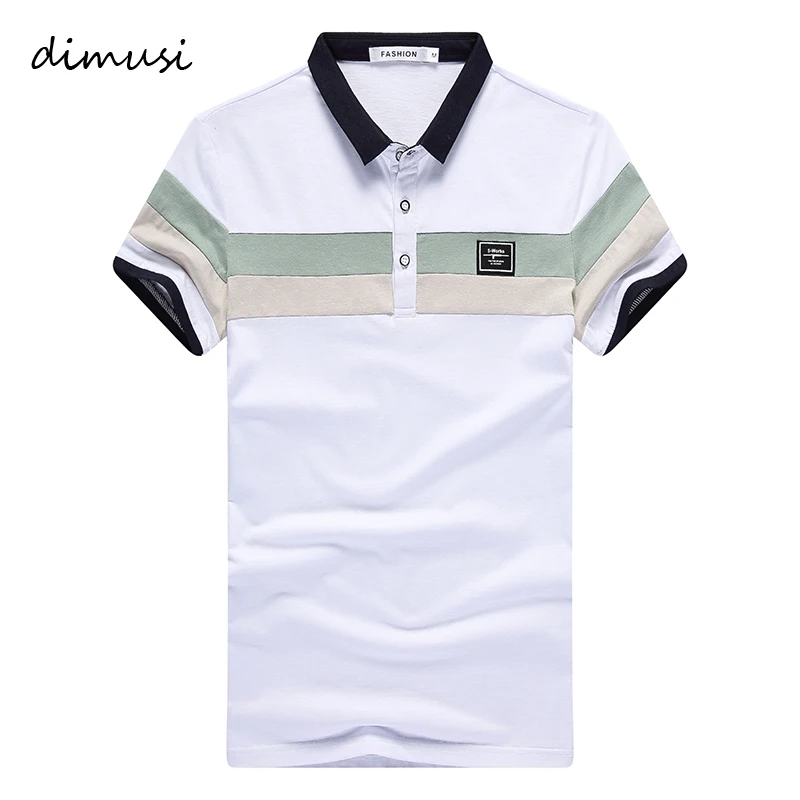 DIMUSI летние мужские рубашки поло Повседневные хлопковые с коротким рукавом