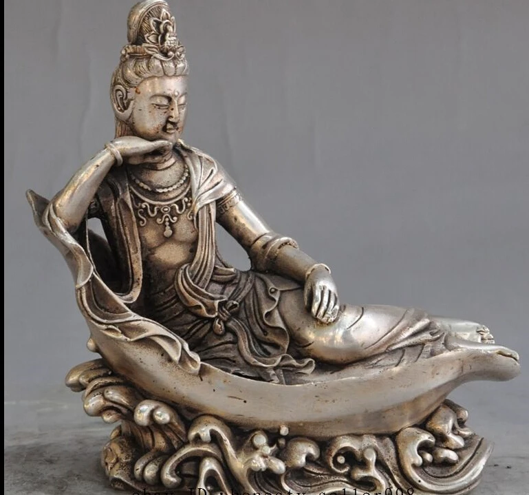 6 &quotКитайский буддийский Серебряный сон Kwan Yin Гуаньинь богисаттва богиня статуя