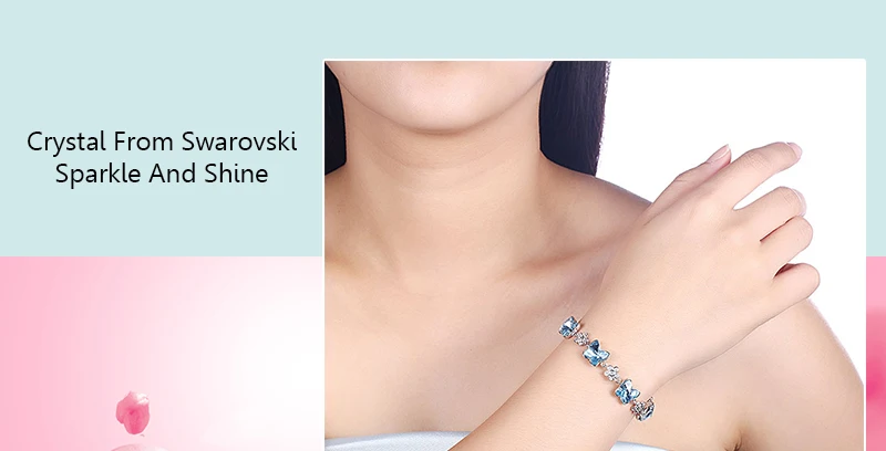 Качество оригинальных кристаллов от Swarovski браслет изысканный бабочка цветок 925 пробы Серебряный для женщин женские украшения