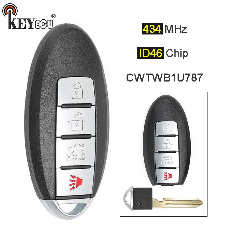 KEYECU 1x/3x434 МГц CWTWB1U787 Замена дистанционный смарт ключ-брелок 3+ 1 4 кнопки для Infiniti M37 M56 QX56 Q70 гибридный